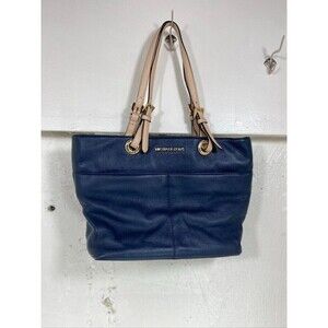 MICHAEL KORS BLUE LEATHER DOUBLE HANDLE SHOULDER BAG 14 X 10 ZIPPER